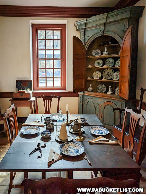 Dining room at General Gates House in the York Colonial Complex.