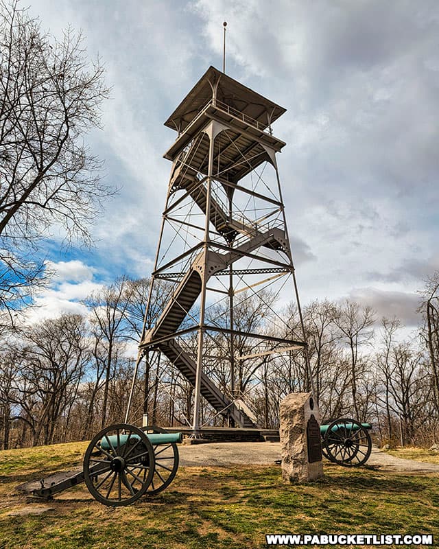 Observation tower on Culp's Hill on the Gettysburg battlefield in Gettysburg Pennsylvania.