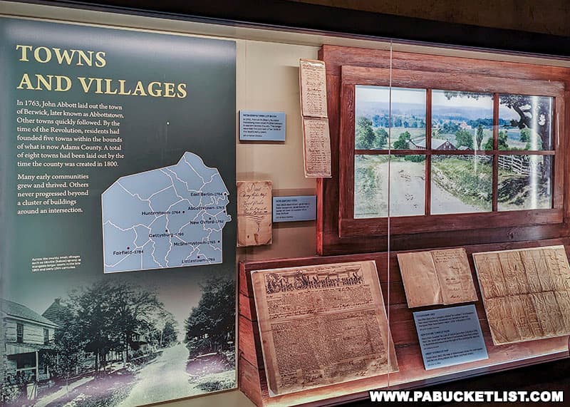 Towns and villages of Adams County exhibit at the Gettysburg Beyond the Battle Museum.