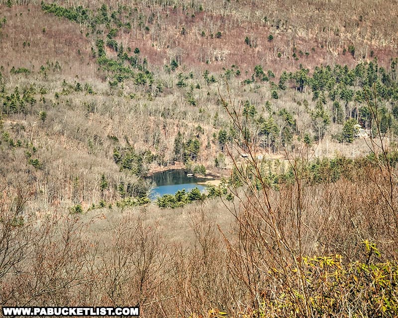 Zoomed in on Greenwood Lake from Stone Valley Vista in Huntingdon County Pennsylvania.