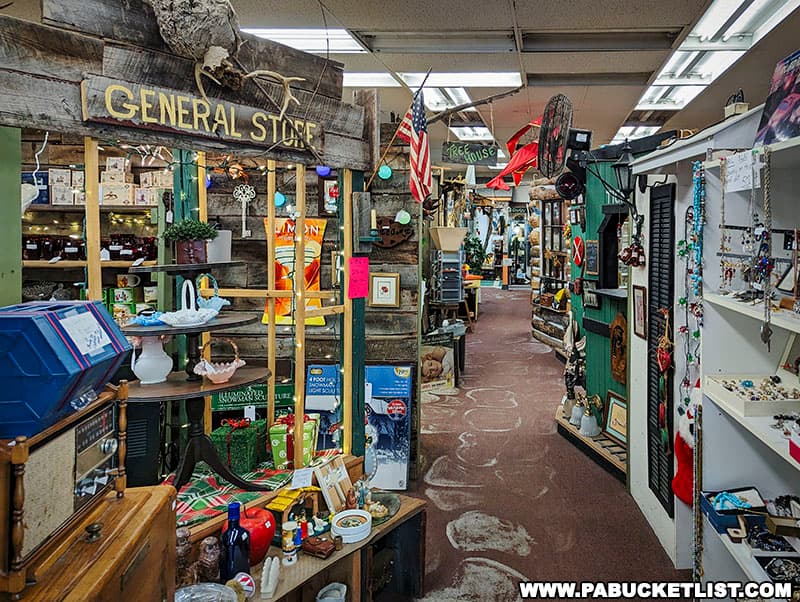 The vendor booths resemble storefronts at the High Street Emporium Antique Store in Ebensburg Pennsylvania.