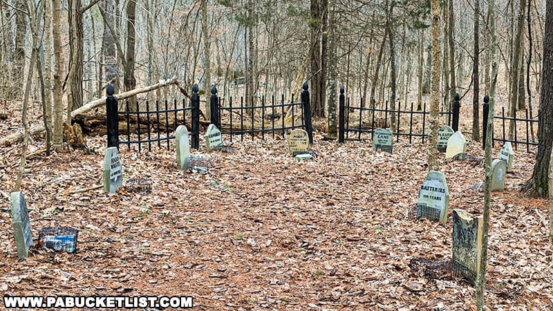 Litter Graveyard along the Twin Bridges Trail at Shaver's Creek Environmental Center in Huntingdon County Pennsylvania.