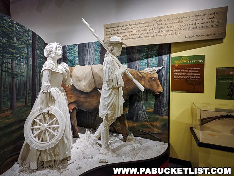 Exhibit about early European settlers at the Somerset Historical Center in Somerset Pennsylvania.