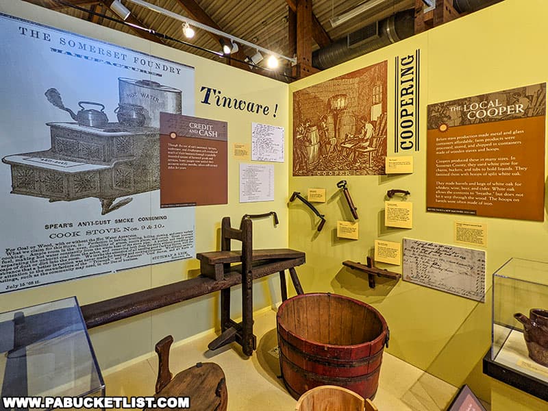 Coopering exhibit at the Somerset Historical Center in Somerset Pennsylvania.