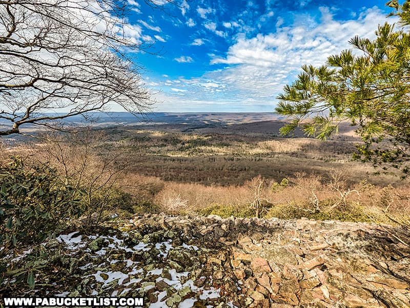 Stone Valley Vista facing west along the Standing Stone Trail in Huntingdon County Pennsylvania.
