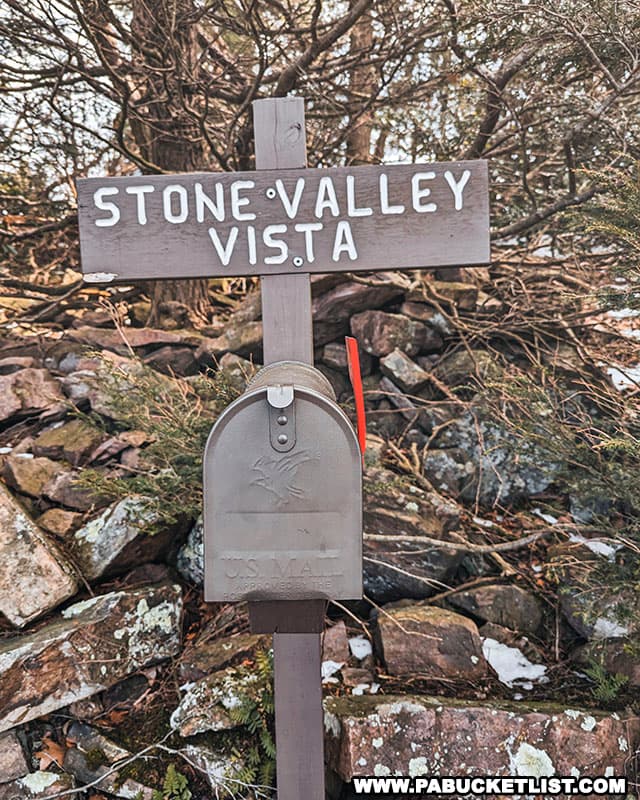 Trail register at Stone Valley Vista along the Standing Stone Trail.