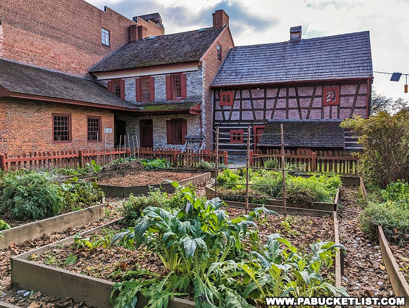 Garden behind the Golden Plough Tavern at the York Colonial Complex.