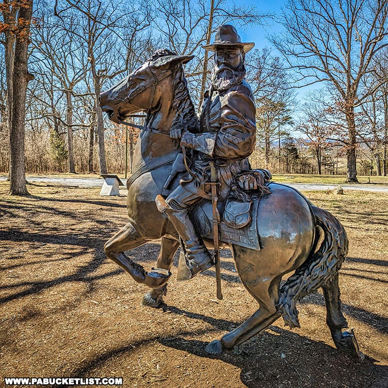 The monument to Lieutenant General James Longstreet along West Confederate Avenue on the Gettysburg battlefield.