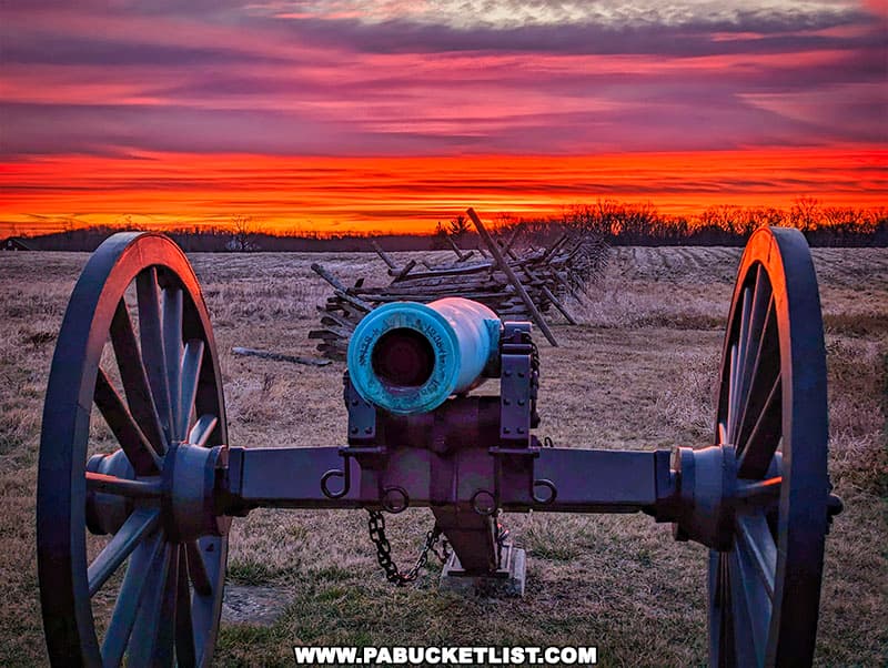 A beautiful predawn sky over the Gettysburg battlefield in March 2023.
