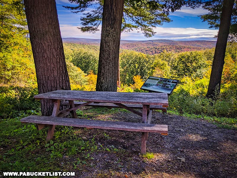 Pine Hill Summit is a scenic overlook with a small picnic area along Route 44 in east of Cherry Springs State Park.