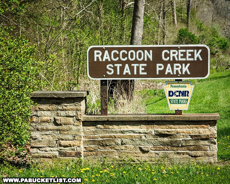 Raccoon Creek State Park began as a Recreational Demonstration Area operated by the National Park Service in the 1930s, during the Civilian Conservation Corps era.