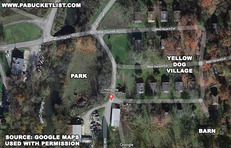 Satellite view of Yellow Dog Village in Armstrong County, Pennsylvania.