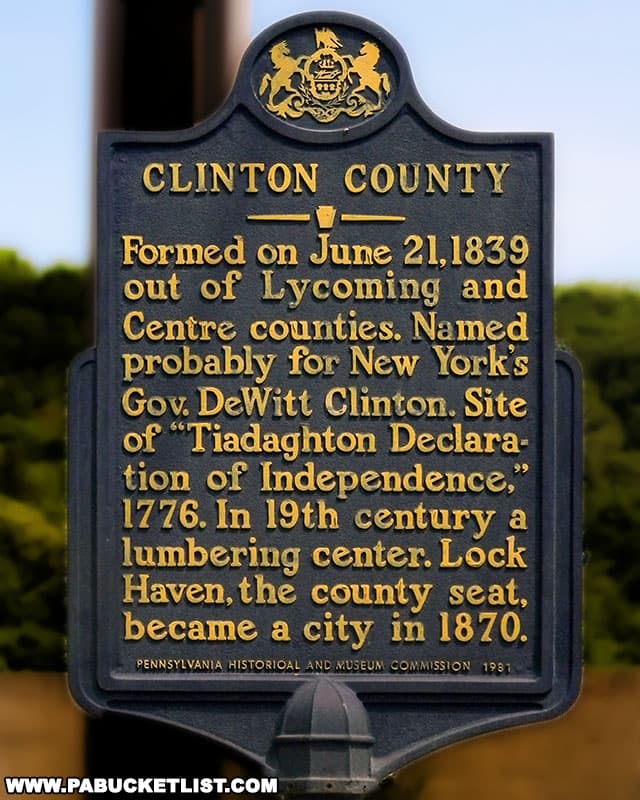 Clinton County Pennsylvania historical marker.