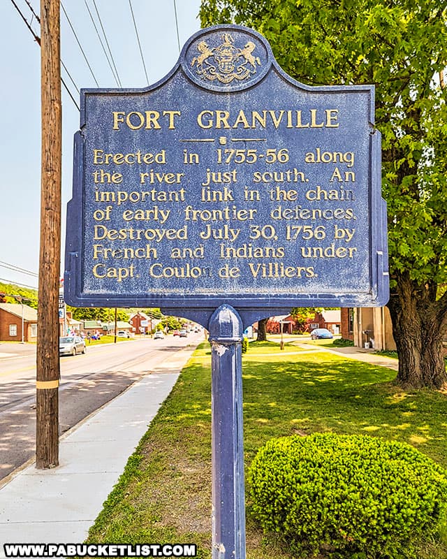 Fort Granville stood along the banks of the Juniata River in what is now Lewistown in Mifflin County Pennsylvania.