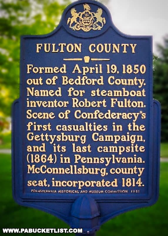 Fulton County Pennsylvania historical marker.
