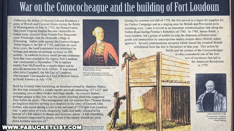 Informational display at the Fort Loudoun historic site in Franklin County Pennsylvania.