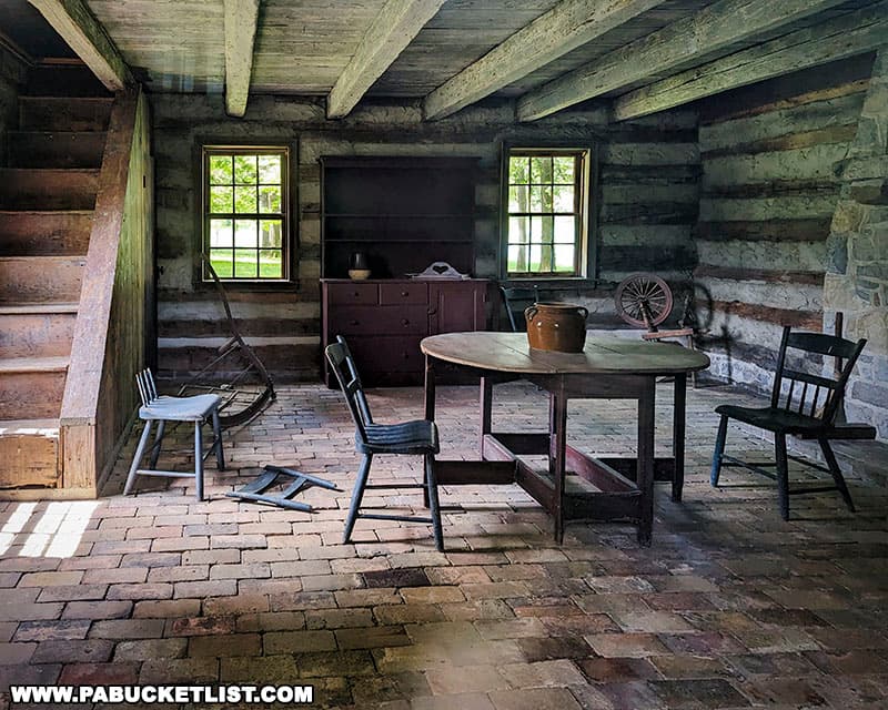Interior of the James Buchanan birthplace cabin.