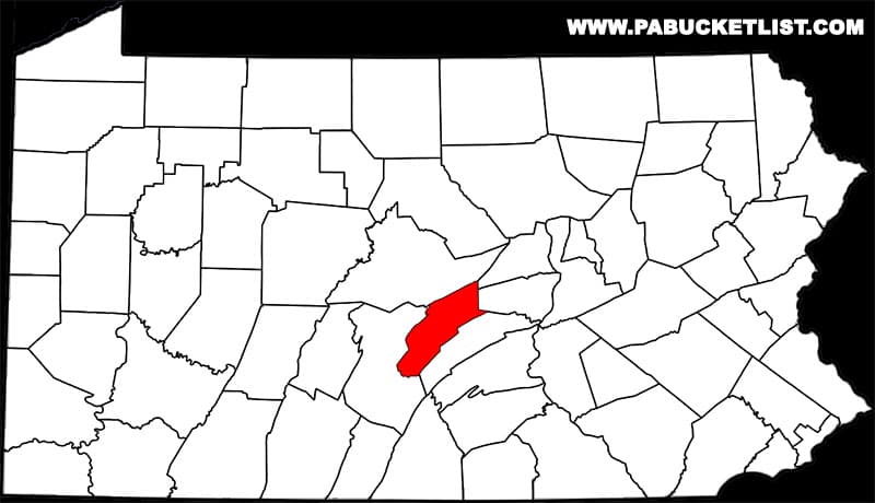 A map showing the location of Mifflin County in Pennsylvania.
