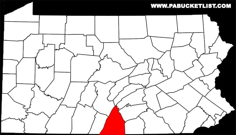 Location of Franklin County in Pennsylvania.