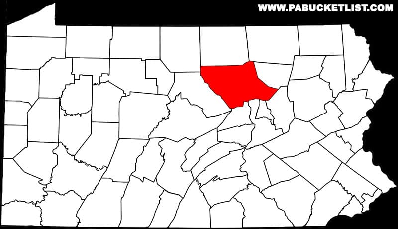 A map showing the location of Lycoming County in Pennsylvania.
