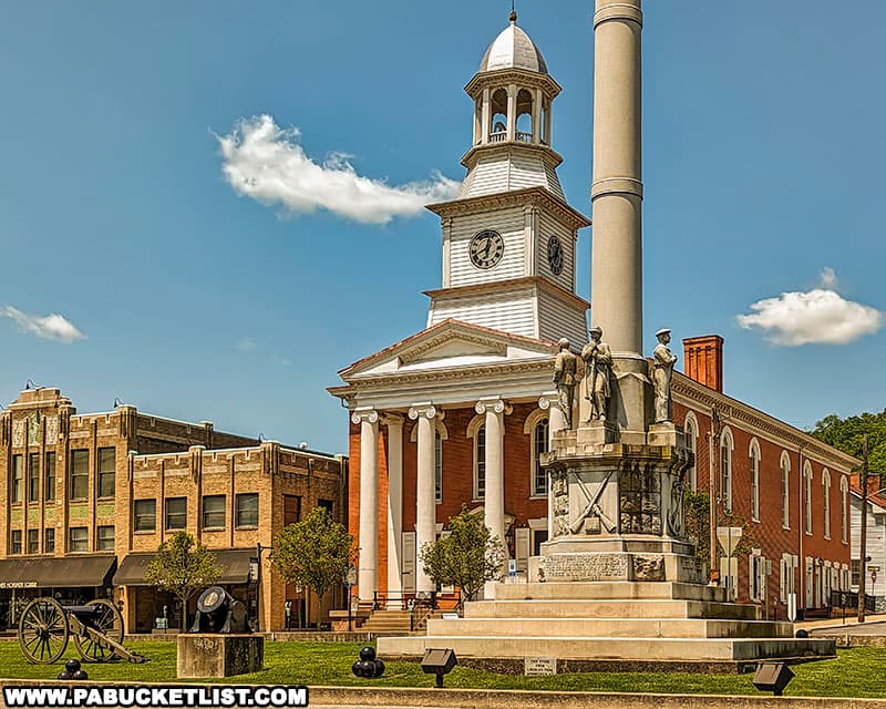 The historic Mifflin County Courthouse on Monument Square in Lewistown.