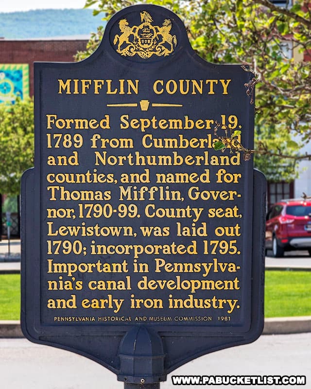 Mifflin County Pennsylvania was formed in 1789.