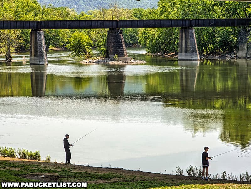 Fishing is a popular pastime at Victory Park in Lewistown.