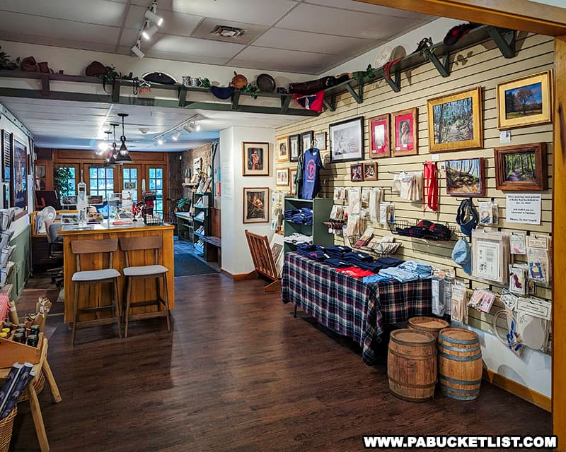 The gift shop at the Bushy Run Battlefield Visitor Center in Westmoreland County Pennsylvania.