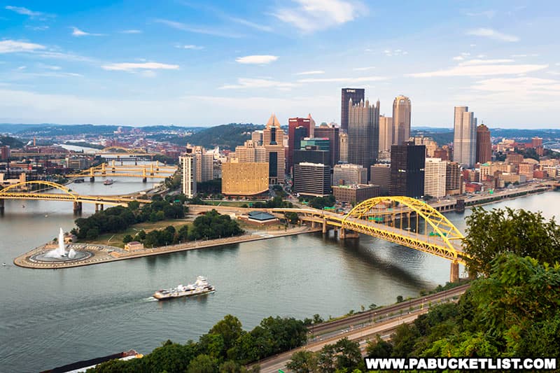 A view of Point State Park from the top of the Duquesne Incline in Pittsburgh.