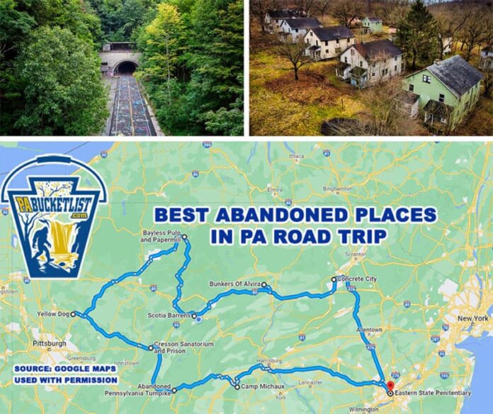 The Best Abandoned Places in PA Road Trip Map.