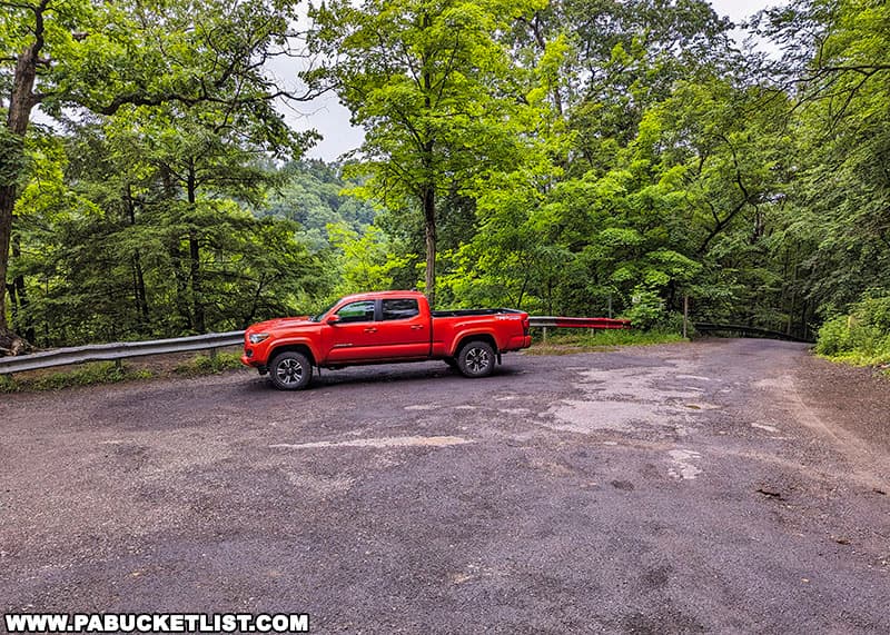 Parking area next to Breakneck Bridge at McConnell's Mill State Park.