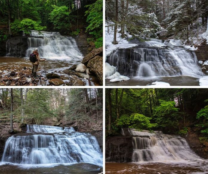 Exploring Hell's Hollow Falls at McConnell's Mill State Park.