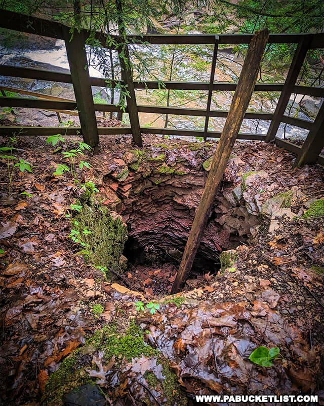 Lime kiln remnants near the top of Hell's Hollow Falls.