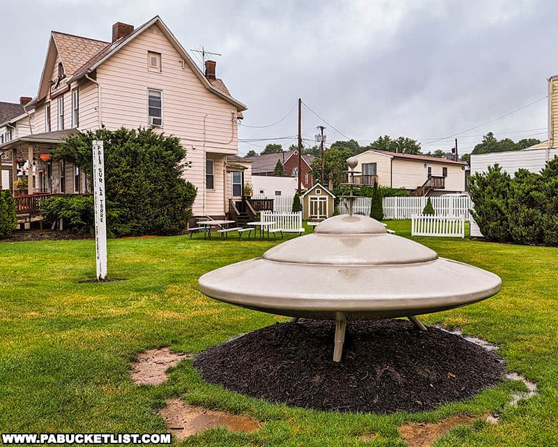 The Mars Flying Saucer is reportedly constructed from parts of two oil drums and weighs nearly 3,000 pounds.