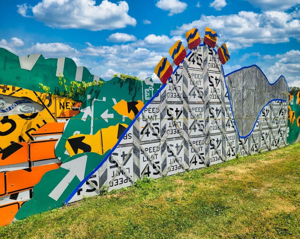 The PennDOT Road Sign Sculpture Garden is constructed of old road signs and was built between 2000 and 2010.