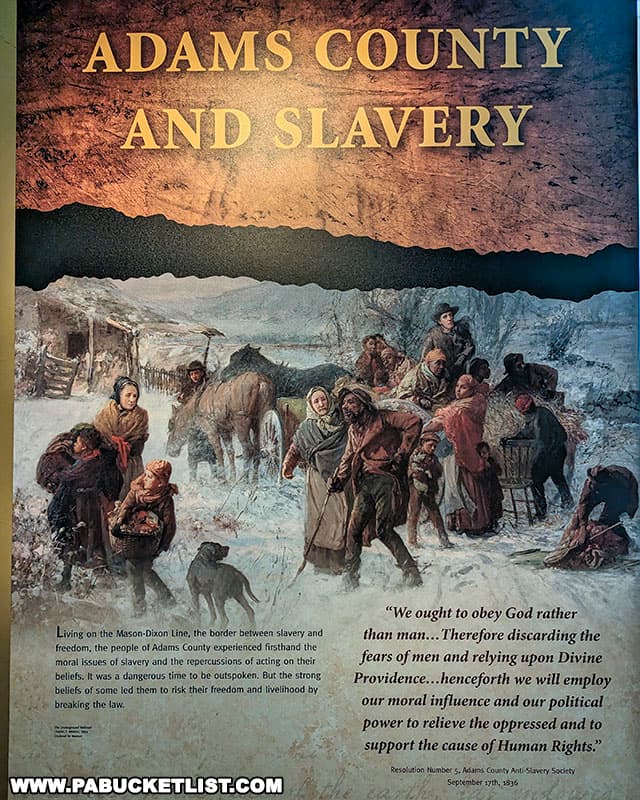 Adams County's location on the Mason-Dixon line put it at the heart of the battle between pro and anti slavery forces.