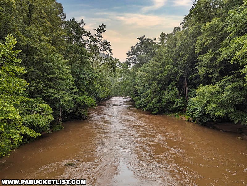 Slippery Rock Creek as viewed from Eckert Bridge at McConnell's Mill State Park.