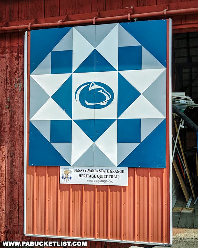 A Penn State quilt pattern on display at Ag Progress Days in Centre County Pennsylvania.