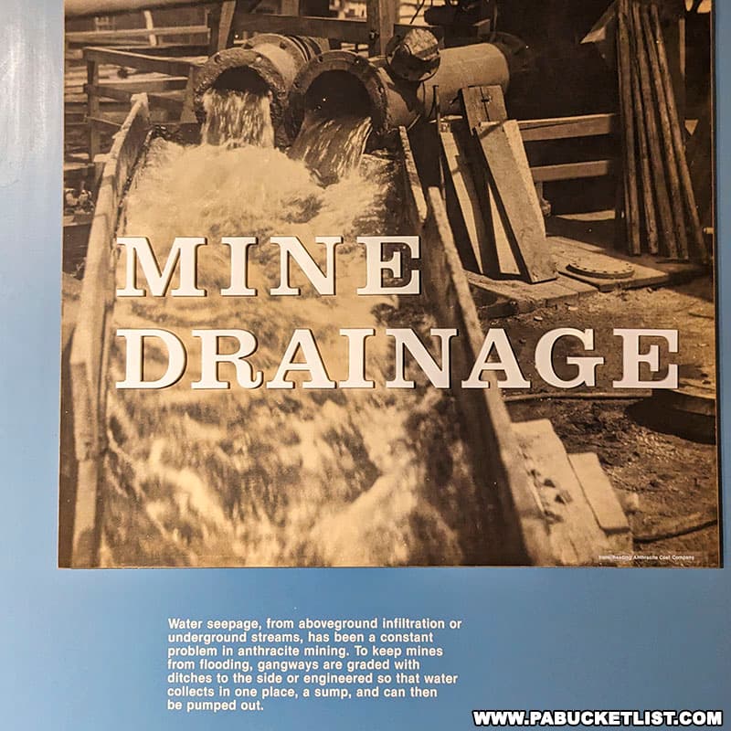 An exhibit about coal mine drainage systems at the Anthracite Coal Museum in Ashland Pennsylvania.