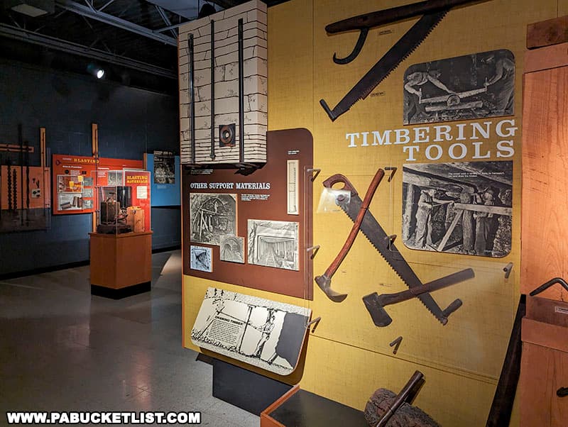 Timbering Tools exhibit at the Anthracite Museum in Ashland Pennsylvania