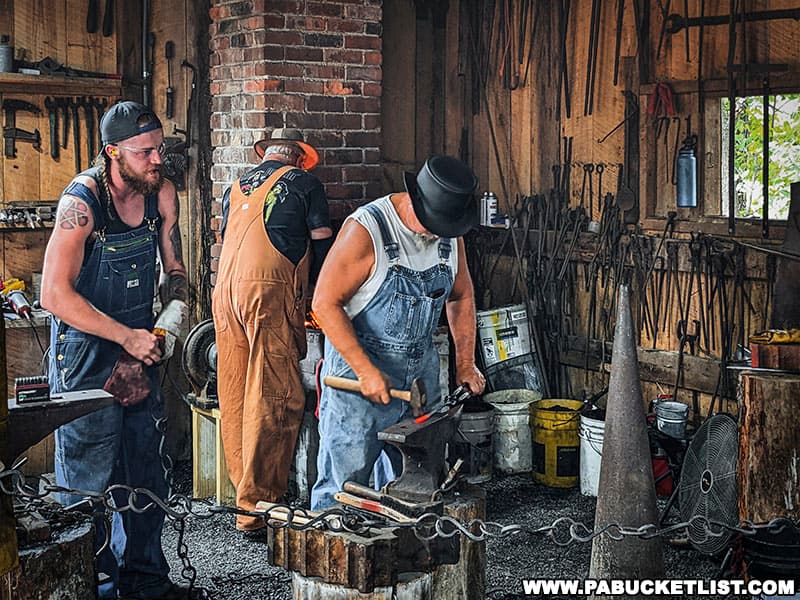 Blacksmithing demonstration at the Farmers and Threshermans Jubilee in New Centerville Pennsylvania.