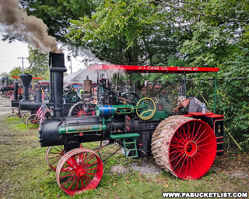 Working steam tractors at the Farmers and Threshermans Jubilee in New Centerville Pennsylvania.