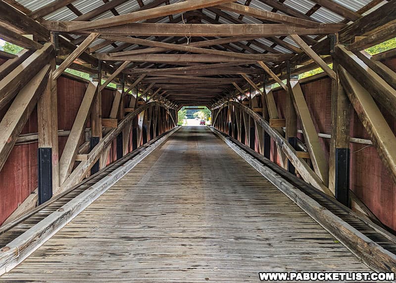 The Forksville Covered Bridge is still open to vehicular traffic.