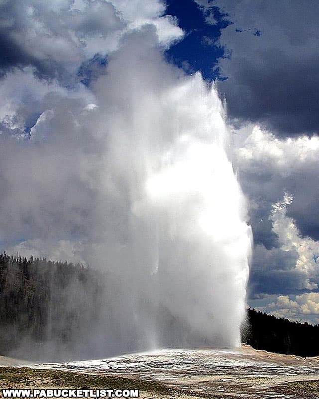An actual geyser at Yellowstone National Park (public domain image).