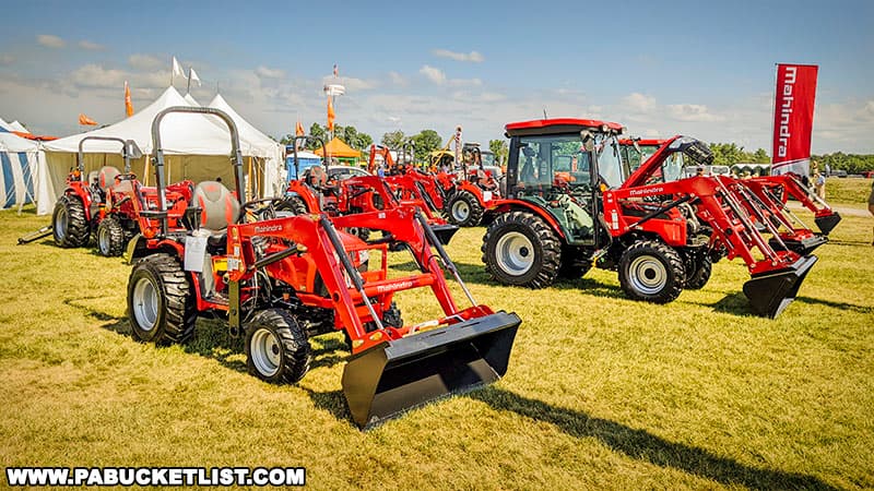 Manufacturers of tractors and other farm machinery display their latest and greatest products at Penn State's Ag Progress Days near State College Pennsylvania.