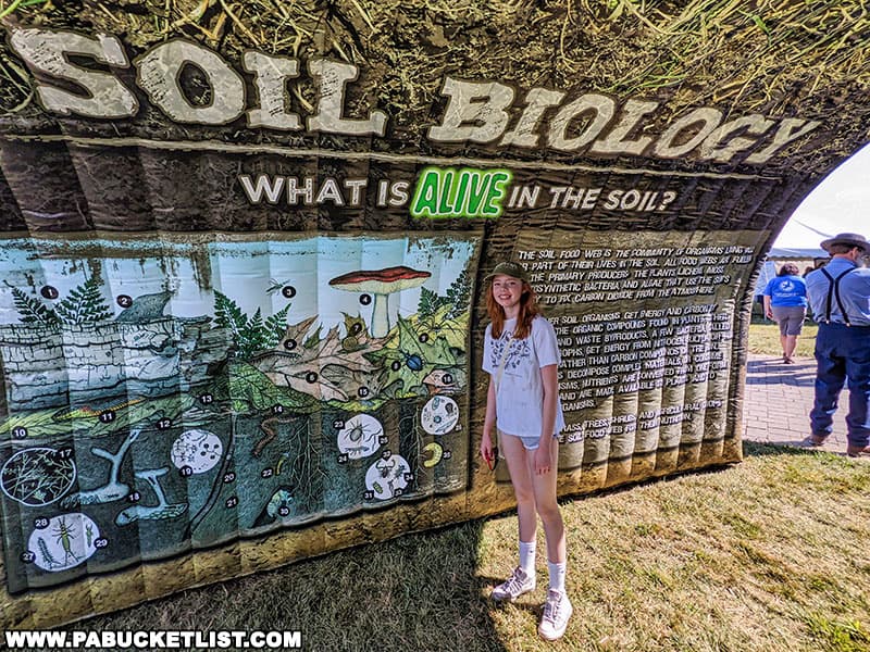 An exhibit about soil biology at Penn State's Ag Progress Days in Centre County Pennsylvania.