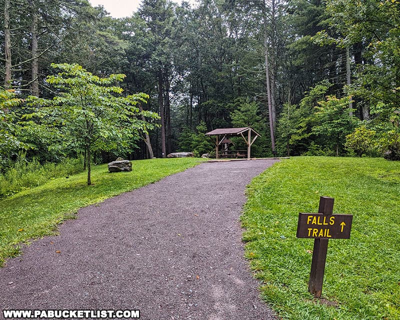 Falls Trail trailhead along Route 118 at Ricketts Glen State Park.