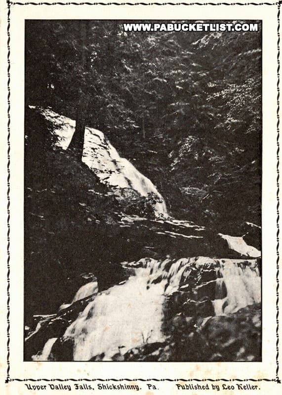 Vintage postcard image of Little Shickshinny Falls, called Upper Valley Falls at the time.