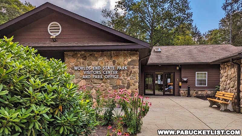 The Visitor Center and Park Office at Worlds End State Park in Sullivan County Pennsylvania.
