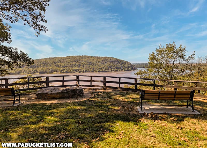 Breezyview Overlook is an easily accessible view located at Chickies Rock County Park in Lancaster Pennsylvania.